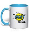 Mug with a colored handle The best friend sky-blue фото