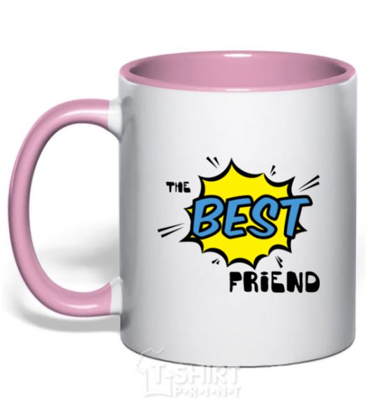 Чашка с цветной ручкой The best friend Нежно розовый фото