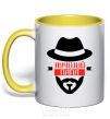 Mug with a colored handle Best daddy yellow фото