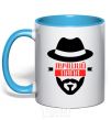 Mug with a colored handle Best daddy sky-blue фото