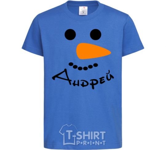 Kids T-shirt A personalized snowman royal-blue фото