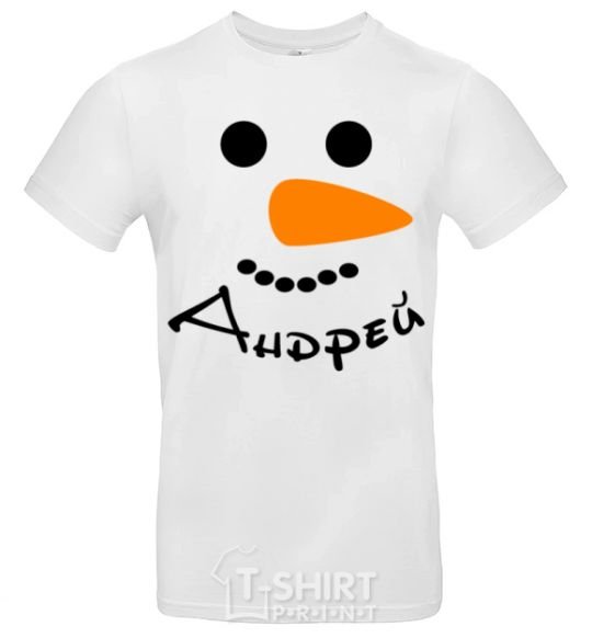 Men's T-Shirt A personalized snowman White фото