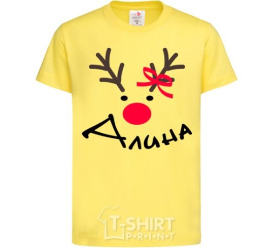 Kids T-shirt Named reindeer cornsilk фото