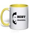 Mug with a colored handle Best grandpa yellow фото