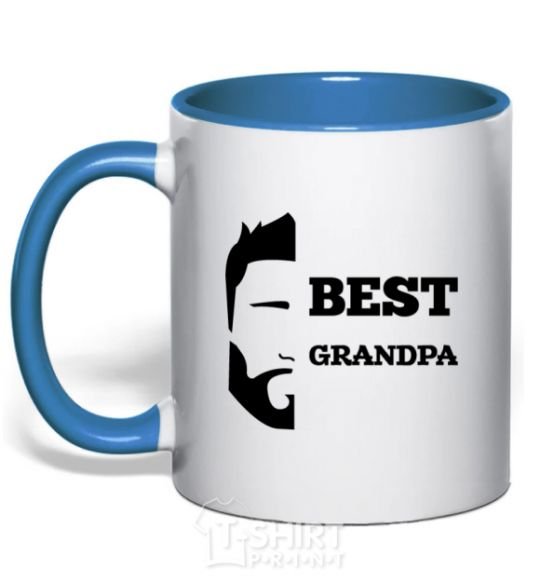 Mug with a colored handle Best grandpa royal-blue фото