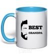 Mug with a colored handle Best grandpa sky-blue фото