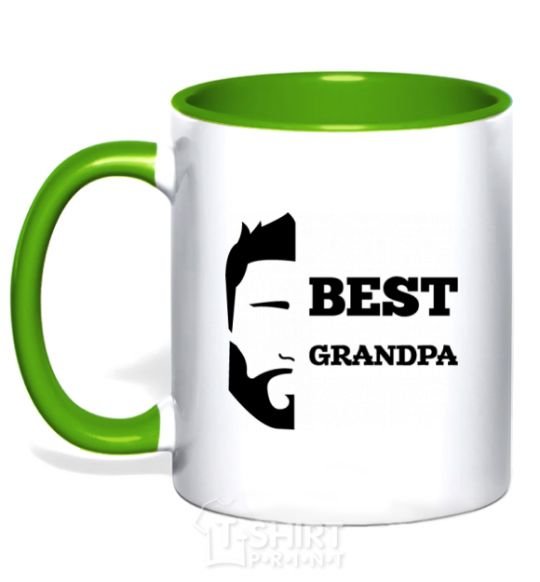 Mug with a colored handle Best grandpa kelly-green фото