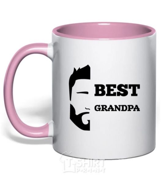 Mug with a colored handle Best grandpa light-pink фото