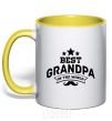 Mug with a colored handle Best grandpa in the world yellow фото