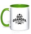 Mug with a colored handle Best grandpa in the world kelly-green фото