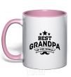 Mug with a colored handle Best grandpa in the world light-pink фото