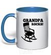 Чашка с цветной ручкой Grandpa rocks! Ярко-синий фото