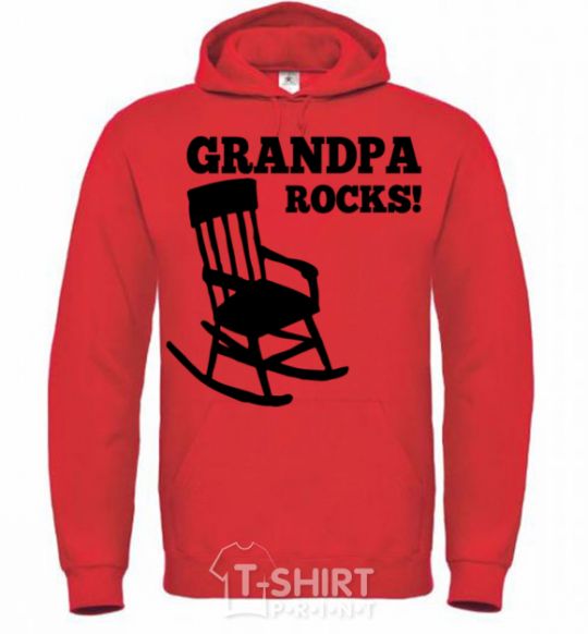 Мужская толстовка (худи) Grandpa rocks! Ярко-красный фото