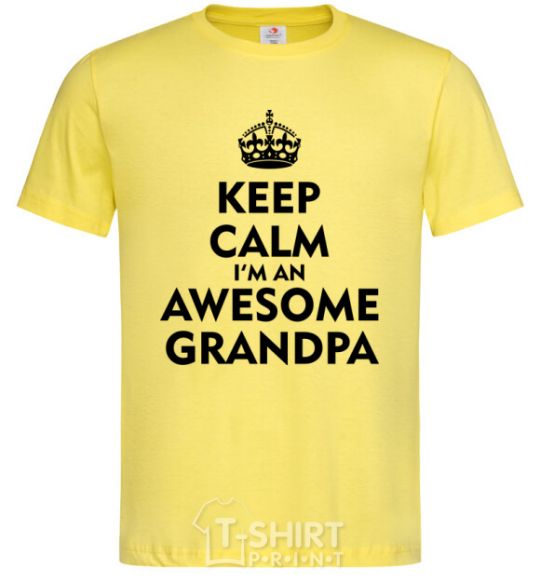 Men's T-Shirt Keep calm i am an awesome grandpa cornsilk фото