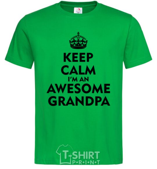 Мужская футболка Keep calm i am an awesome grandpa Зеленый фото