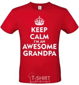 Men's T-Shirt Keep calm i am an awesome grandpa red фото