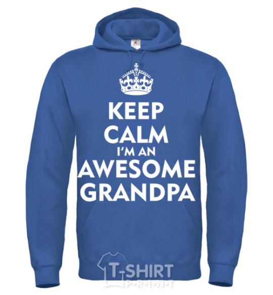 Мужская толстовка (худи) Keep calm i am an awesome grandpa Сине-зеленый фото