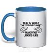 Mug with a colored handle This is what the worlds bestgrandfather looks like royal-blue фото