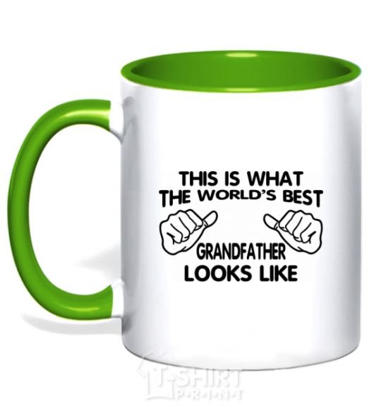 Mug with a colored handle This is what the worlds bestgrandfather looks like kelly-green фото