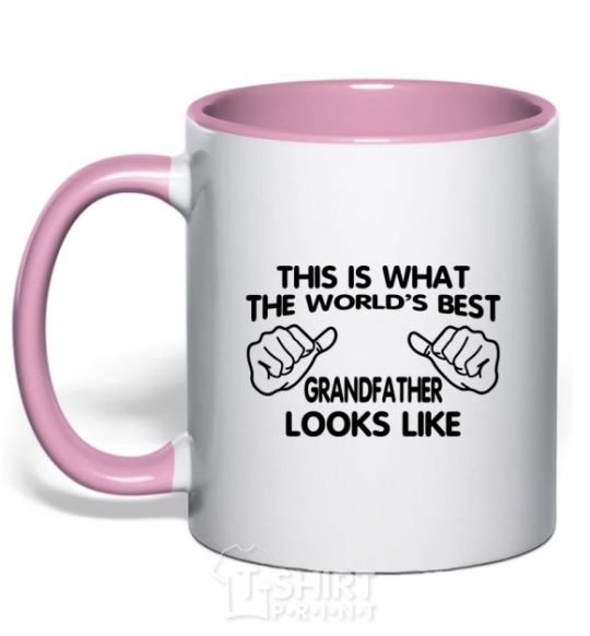 Mug with a colored handle This is what the worlds bestgrandfather looks like light-pink фото