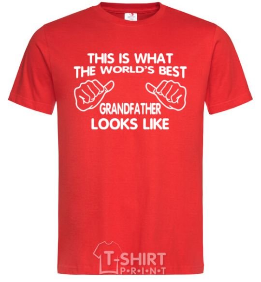 Men's T-Shirt This is what the worlds bestgrandfather looks like red фото