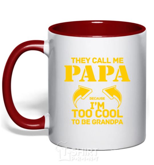 Чашка с цветной ручкой Too cool to be grandpa Красный фото