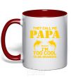 Mug with a colored handle Too cool to be grandpa red фото