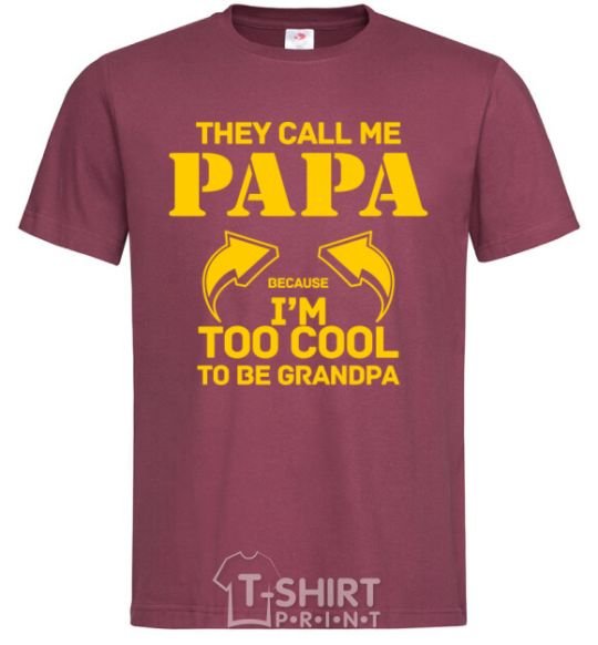 Мужская футболка Too cool to be grandpa Бордовый фото