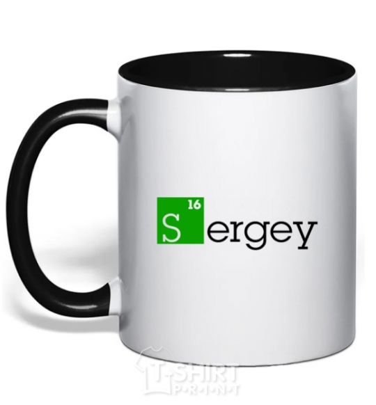 Mug with a colored handle Sergey black фото