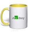 Mug with a colored handle Andrey yellow фото