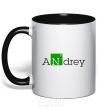 Mug with a colored handle Andrey black фото