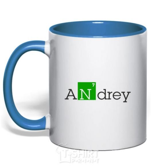 Mug with a colored handle Andrey royal-blue фото
