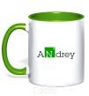 Mug with a colored handle Andrey kelly-green фото