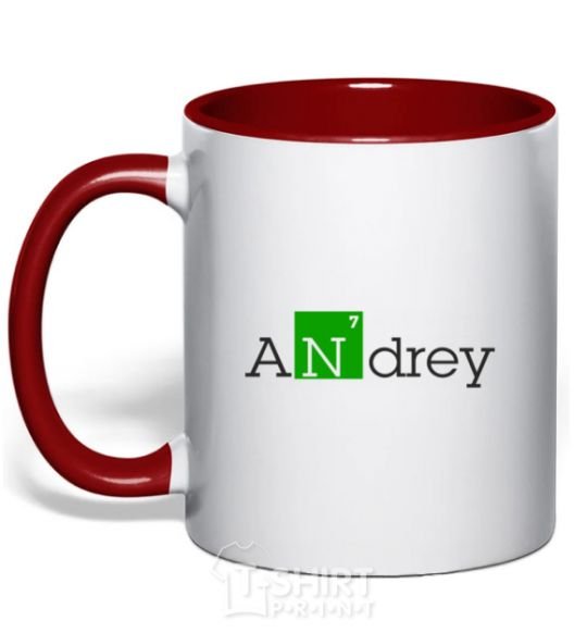 Mug with a colored handle Andrey red фото