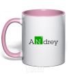 Mug with a colored handle Andrey light-pink фото