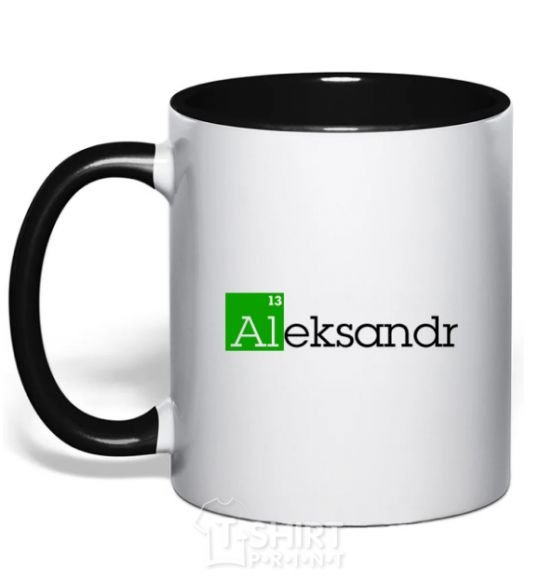 Mug with a colored handle Aleksandr black фото