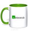 Mug with a colored handle Aleksandr kelly-green фото