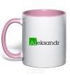 Mug with a colored handle Aleksandr light-pink фото