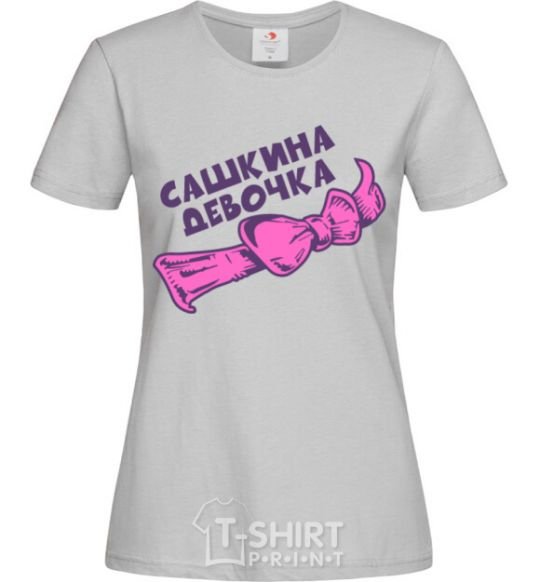 Women's T-shirt Sasha's girl bow grey фото