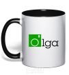 Mug with a colored handle Olga black фото