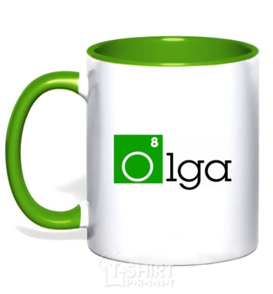 Mug with a colored handle Olga kelly-green фото