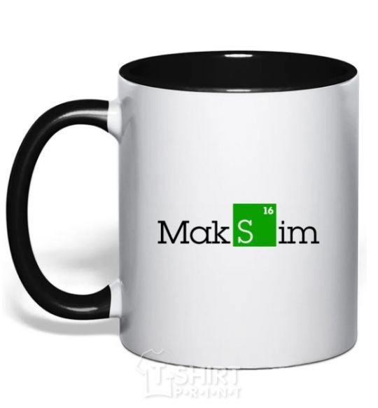 Mug with a colored handle Maksim black фото