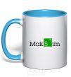 Mug with a colored handle Maksim sky-blue фото