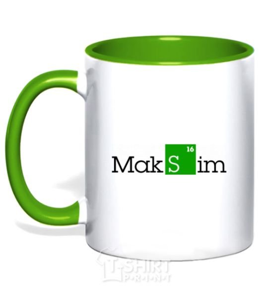 Mug with a colored handle Maksim kelly-green фото