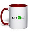 Mug with a colored handle Maksim red фото