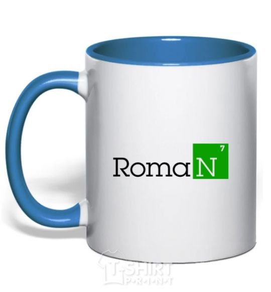 Mug with a colored handle Roman royal-blue фото