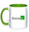 Mug with a colored handle Roman kelly-green фото