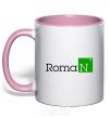 Mug with a colored handle Roman light-pink фото