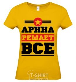 Women's T-shirt Arina decides everything cornsilk фото
