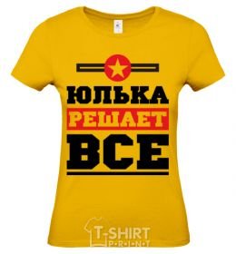 Women's T-shirt Yulka decides everything cornsilk фото